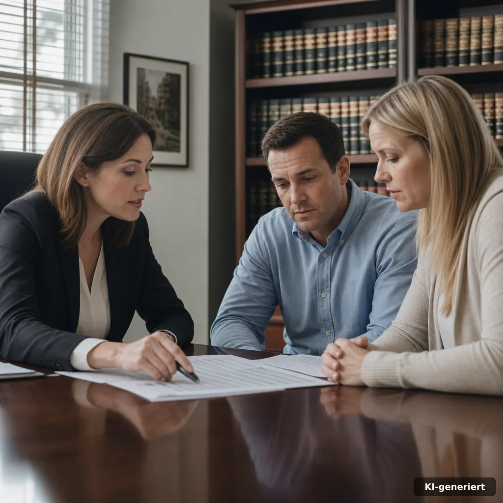 family law attorney reviewing a spreadsheet with clients