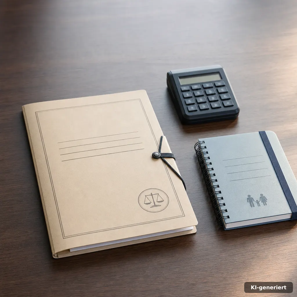 photograph of a closed paper folder with stamped seal and abstract ruled line structure, compact rectangular counting de